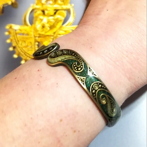 Pierre Bex Style Art Deco Revival Hinged Bangle Bracelet - Picture 2 of 8